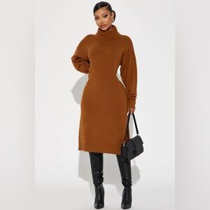 Elegant Brown Knit Dress